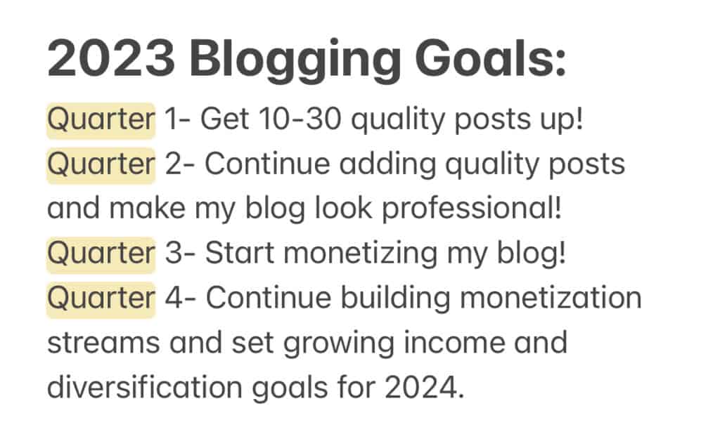 2023 Blogging Goals 